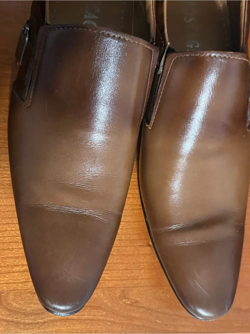 Boscage Men's Brown Leather Slip-On Dress Shoes size 42